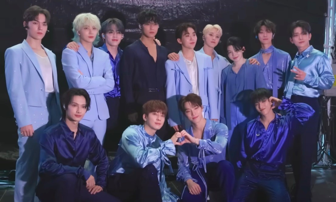 The thirteen members of SEVENTEEN together at CARAT LAND in 2025
